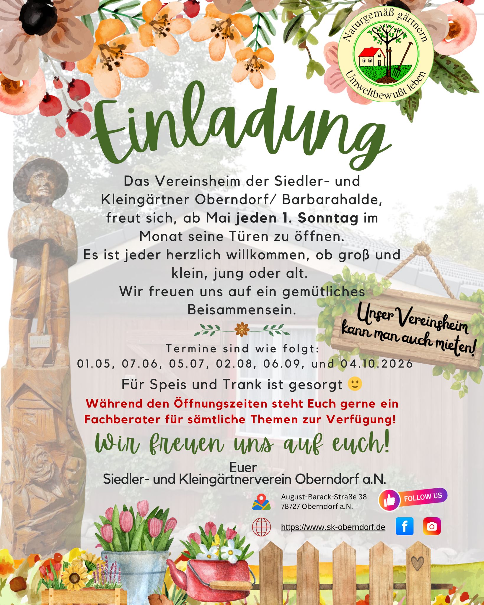 Einladung Homepage mit korrekter Adresse